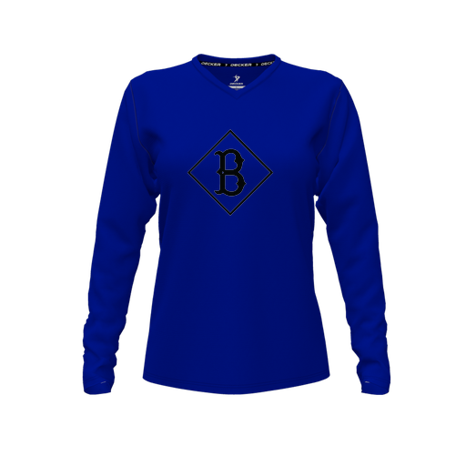 [CUS-DFW-TEES-CMF-VNK-LSL-RYL-FYXS-LOGO3] Comfort T-Shirt (Female Youth XS, Royal, V Neck, Logo 3, Long Sleeve)