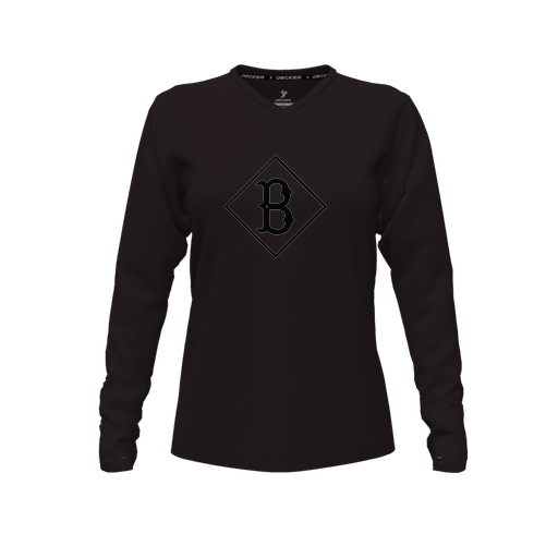[FTLVPTBK-FYXS-LOGO3] Decker Performance T-Shirt (Female Youth XS, Black, V Neck, Logo 3, Long Sleeve)