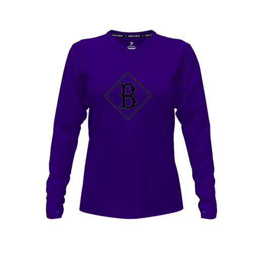 [FTLVPTPP-FYXS-LOGO3] Decker Performance T-Shirt (Female Youth XS, Purple, V Neck, Logo 3, Long Sleeve)