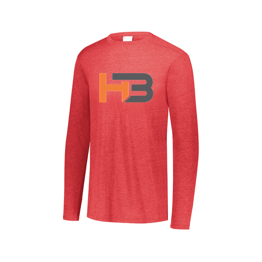 [FTLCUBRD-AXS-LOGO1] Decker Men's Tri-Blend T-Shirt - Long Sleeve (Adult XS, Red, Logo 1)