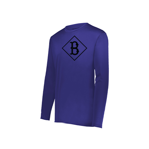 [222823.747.S-LOGO3] Youth LS Smooth Sport Shirt (Youth S, Purple, Logo 3)