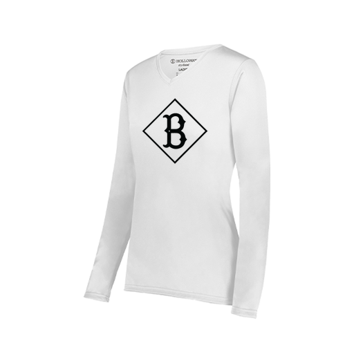 [222824.005.S-LOGO3] Ladies LS Smooth Sport Shirt (Female Adult S, White, Logo 3)