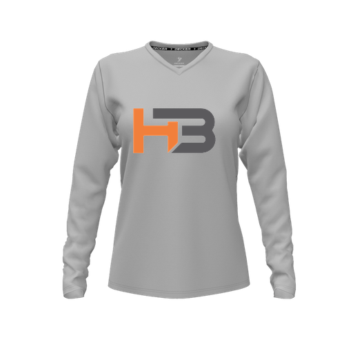 [FTLVCFGY-FYXS-LOGO1] Decker Comfort T-Shirt (Female Youth XS, Gray, V Neck, Logo 1, Long Sleeve)