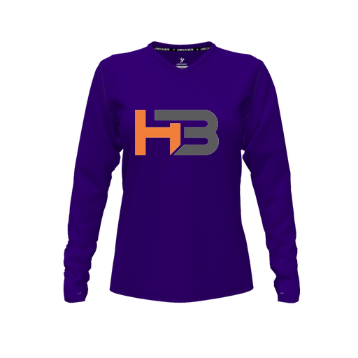 [CUS-DFW-TEES-CMF-VNK-LSL-PUR-FYXS-LOGO1] Comfort T-Shirt (Female Youth XS, Purple, V Neck, Logo 1, Long Sleeve)
