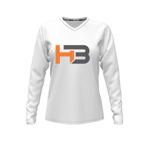 [FTLVPTWH-FYXS-LOGO1] Decker Performance T-Shirt (Female Youth XS, White, V Neck, Logo 1, Long Sleeve)