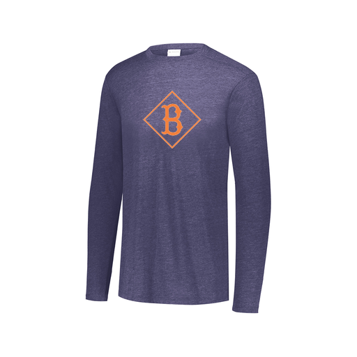 [FTLCUBNV-AXS-LOGO2] Decker Men's Tri-Blend T-Shirt - Long Sleeve (Adult XS, Navy, Logo 2)