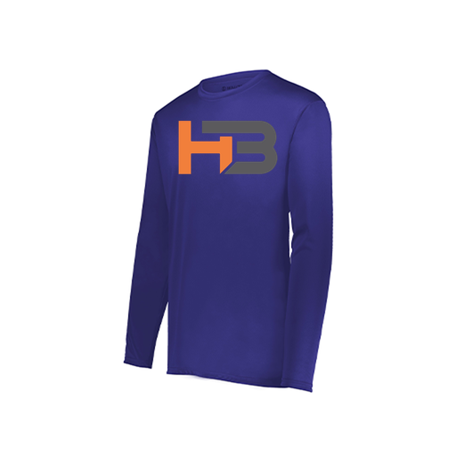 [222823.747.S-LOGO1] Youth LS Smooth Sport Shirt (Youth S, Purple, Logo 1)