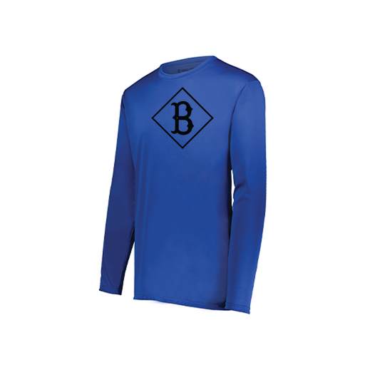 [222823.060.S-LOGO3] Youth LS Smooth Sport Shirt (Youth S, Royal, Logo 3)