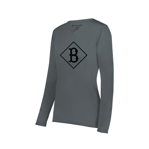 [222824.059.S-LOGO3] Ladies LS Smooth Sport Shirt (Female Adult S, Gray, Logo 3)